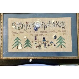 Shepherds Bush Finished Cross Stitch Winterberry Button Sampler 13.5 x 21 Framed